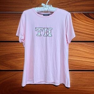 TOMMY HILFIGER PINK LOGO TOP SIZE LARGE
